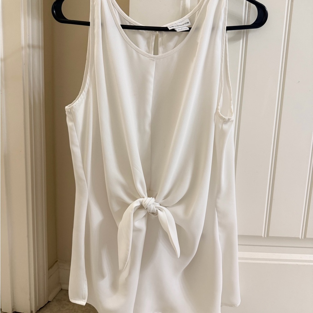 Liz Claiborne White Tie-Front Tank Top